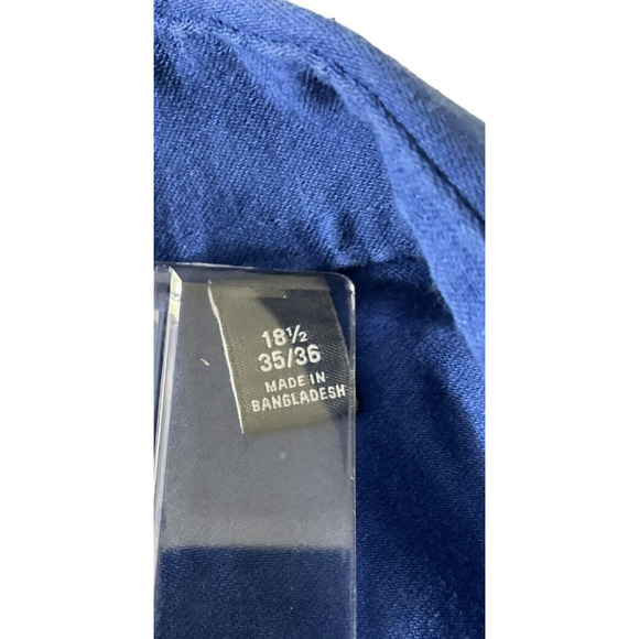 Van Heusen Men's Blue  18 1/2 35/36 Tall Fit  Shirt Stretch Cotton Blend - Picture 9 of 11